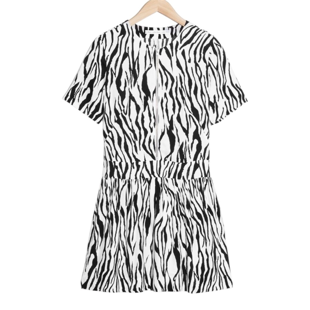 New & OTHER STORIES Zebra Print Zipper Dress Size 6